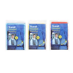 Poncho Hooded Childrens 1Pk 3 Asstd Col 114x180cm