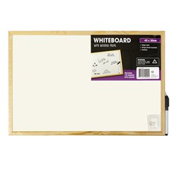 Whiteboard Wooden Frame 450x300mm w Marker