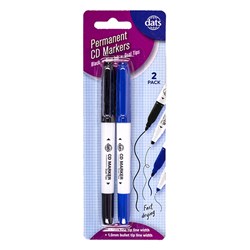 Marker CD Double Ended 2pk Mixed Black Blue Ink