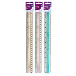 Ruler 30cm Aluminium Silver w Asstd Centre Cols