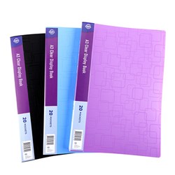 Clear Book PP Cover A3 20 Pockets Asstd Cols Emb Pattern