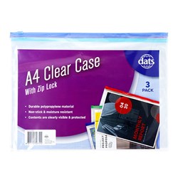 Case Zip A4 Clear 3pk