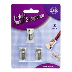 Sharpener Pencil Metal 1 Hole 3pk
