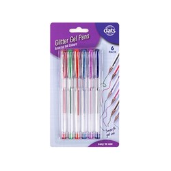 Pen Gel 6pk Mixed Glitter Ink Colours