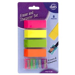 Eraser 4pc w Pencil Sharpener 4pc Set