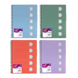 Notebook Basic PP Col A4 5 Sub 250pg W Cutouts