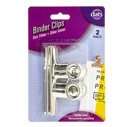 Clip Binder Silver 75mm 2pk