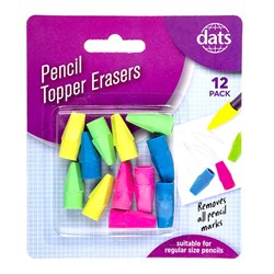Eraser Pencil Topper 12pk Mixed Cols