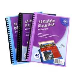 Display Book PP Cover w Insert A4 40 Pockets Asstd Cols