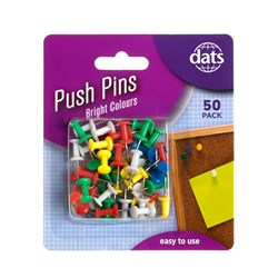 Pin Push Asstd Cols 50pk