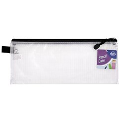 Pencil Case 1 Zip Mesh Clear 340x135mm