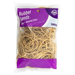 Band Rubber 100g Brown Mixed Sizes