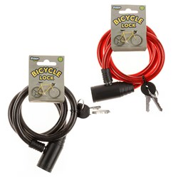 Bicycle Cable Lock 85cm 2 Asstd Col Black and Red
