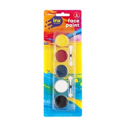 Face Paint Set w 5 Col & 2 Foam Brushes