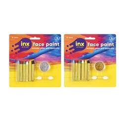 Face Paint Set w 6 Crayons/Glitter/Foam Brush
