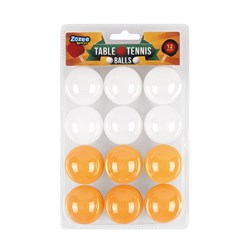 Balls Table Tennis 12pk  Asstd Pk Orange and White
