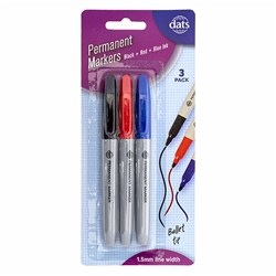 Marker Permanent 3pk Mixed Black Blue Red Ink Pen Style