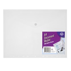 Document Wallet Binder PP w Button Closure A4 Clear