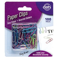 Clip Paper 33mm 100pk Mixed Metallic Cols