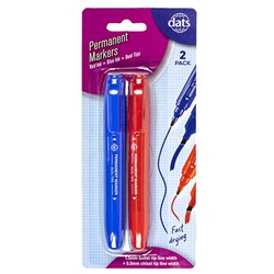 Marker Permanent Dual Tips 2pk Mixed Red Blue Ink