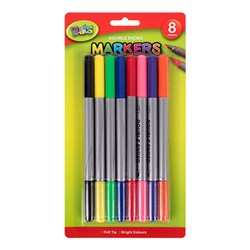 Marker Colour Fine Tip Dual Tips 8pk