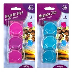 Clip Magnetic 38mm 3pk Asstd Blue Pink