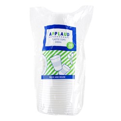 Cup Plastic White 340ml Pk20