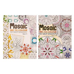 Book Colouring Adult Mosaic 24sheets