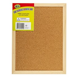 Corkboard Wooden Frame 230x300mm w 2pc Push Pins