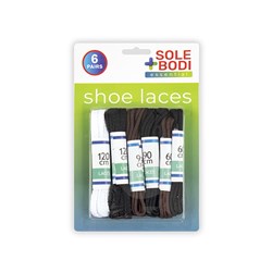 FT Shoe Laces Asstd Cols and Length Pk6