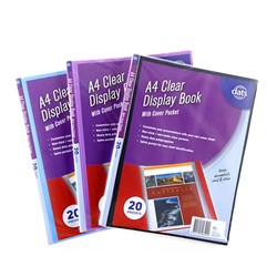 Clear Book PP Cover w Insert A4 20 Pockets Asstd Cols