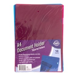Document File Holder PP A4 10pk Mixed Cols