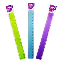 Ruler 30cm Plastic Flexible Asst Transparent Cols