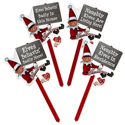 Xmas Elves BB Naughty Elf MDF Garden Sign 30x61cm 4 Asstd