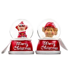 Xmas Elves BB Elf Snow Globe 5cm 2 Asstd in SRT