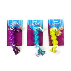 Dog Fetch Toy Rope and Plastic 26cm 3 Asstd Colours