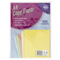 Paper Copy A4 5 Pastel Cols 80gsm 100pk