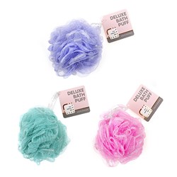 Sponge Deluxe Bath Mesh Puff w Silver Glitter Pk1 Asstd Cols