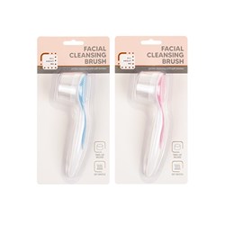 Facial Brush Plastic w Soft Grip 2 Asstd Cols 15x4cm