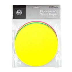 Fluro Paper Circle 150x150mm 100pk