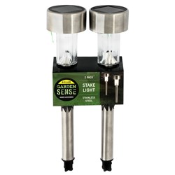 Light Solar Stake S.Steel White Led Steady Pk2 H23cm
