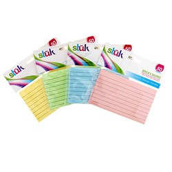 Note Sticky 127x76mm 50sheets w Lines 4 Asstd Cols