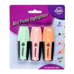 Highlighter Mini 3pk Pastel Mixed Cols Chisel Tip