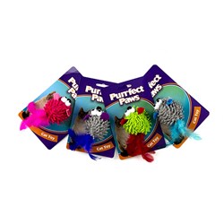Cat Toy Mouse w Feather Tail 4 Asstd