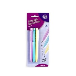 Pen Gel Semi Retractable 3pk Pastel Barrel Black Ink