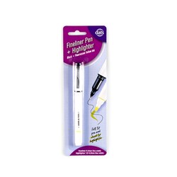 Pen Fineliner Highlighter Dual Tips 1pk Black Ink Yellow HL