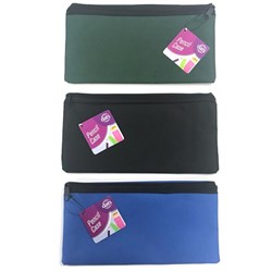 Pencil Case 1 Zip Fabric 220x120mm 3 Asstd Cols