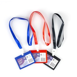 Card Holder ID Hard Horizontal w Lanyard 3 Asstd