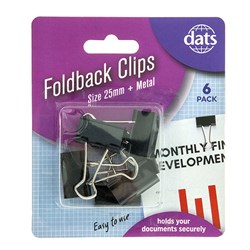 Clip Foldback Black Silver 25mm 6pk