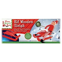 Xmas Elves BB MDF Sleigh w Twine Pulling String